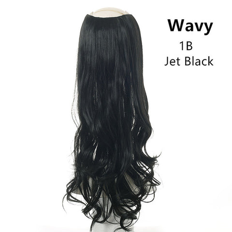 SARLA 24" 170g U-Part Clip in Hair Extension Straight & Wavy Ombre One Piece Head Long Natural False Synthetic Hairpieces