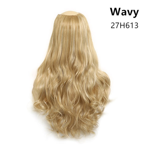 SARLA 24" 170g U-Part Clip in Hair Extension Straight & Wavy Ombre One Piece Head Long Natural False Synthetic Hairpieces