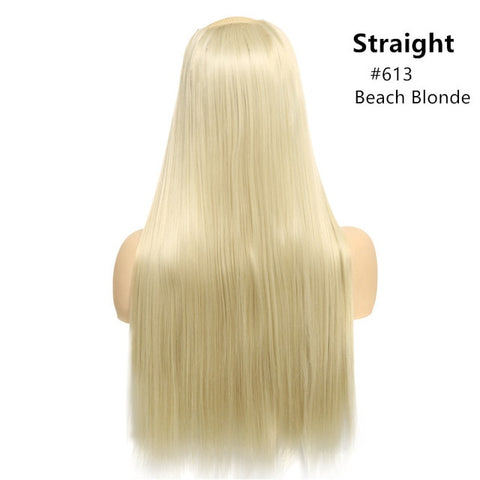 SARLA 24" 170g U-Part Clip in Hair Extension Straight & Wavy Ombre One Piece Head Long Natural False Synthetic Hairpieces