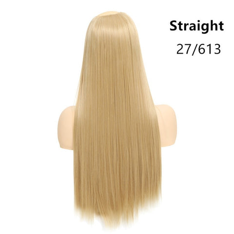 SARLA 24" 170g U-Part Clip in Hair Extension Straight & Wavy Ombre One Piece Head Long Natural False Synthetic Hairpieces