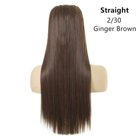 SARLA 24" 170g U-Part Clip in Hair Extension Straight & Wavy Ombre One Piece Head Long Natural False Synthetic Hairpieces