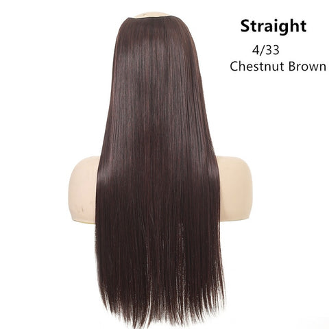 SARLA 24" 170g U-Part Clip in Hair Extension Straight & Wavy Ombre One Piece Head Long Natural False Synthetic Hairpieces