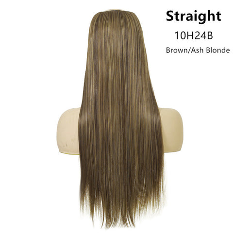 SARLA 24" 170g U-Part Clip in Hair Extension Straight & Wavy Ombre One Piece Head Long Natural False Synthetic Hairpieces