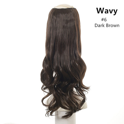 SARLA 24" 170g U-Part Clip in Hair Extension Straight & Wavy Ombre One Piece Head Long Natural False Synthetic Hairpieces