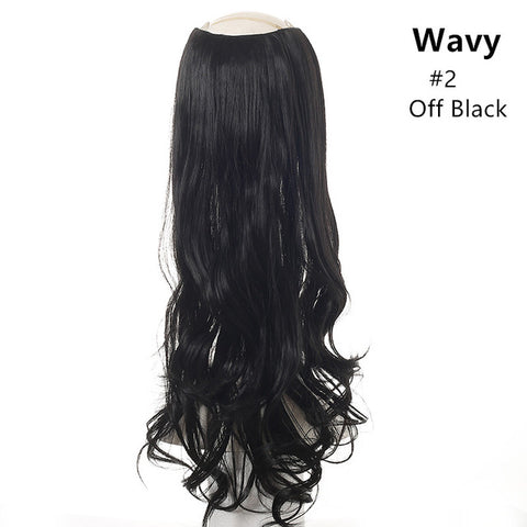 SARLA 24" 170g U-Part Clip in Hair Extension Straight & Wavy Ombre One Piece Head Long Natural False Synthetic Hairpieces