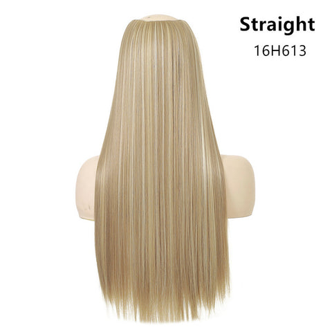 SARLA 24" 170g U-Part Clip in Hair Extension Straight & Wavy Ombre One Piece Head Long Natural False Synthetic Hairpieces