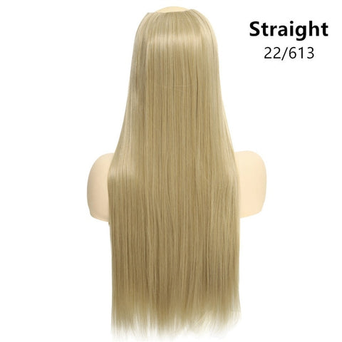 SARLA 24" 170g U-Part Clip in Hair Extension Straight & Wavy Ombre One Piece Head Long Natural False Synthetic Hairpieces