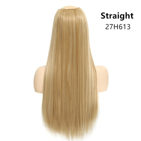 SARLA 24" 170g U-Part Clip in Hair Extension Straight & Wavy Ombre One Piece Head Long Natural False Synthetic Hairpieces