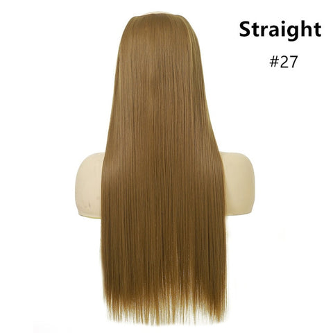 SARLA 24" 170g U-Part Clip in Hair Extension Straight & Wavy Ombre One Piece Head Long Natural False Synthetic Hairpieces