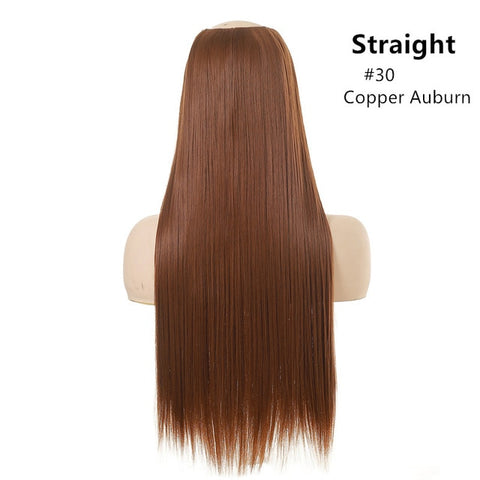 SARLA 24" 170g U-Part Clip in Hair Extension Straight & Wavy Ombre One Piece Head Long Natural False Synthetic Hairpieces