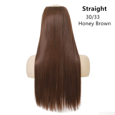 SARLA 24" 170g U-Part Clip in Hair Extension Straight & Wavy Ombre One Piece Head Long Natural False Synthetic Hairpieces