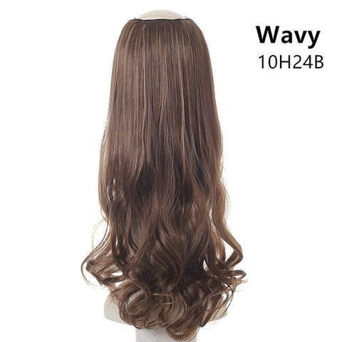 SARLA 24" 170g U-Part Clip in Hair Extension Straight & Wavy Ombre One Piece Head Long Natural False Synthetic Hairpieces