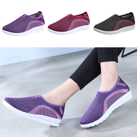 Vulcanized Shoes Autumn Mesh Flat With Loafers Plus Size Cotton Women Flats Casual Walking Stripe Sneakers For Female