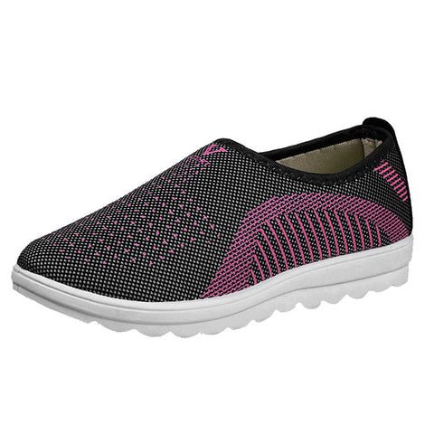 Vulcanized Shoes Autumn Mesh Flat With Loafers Plus Size Cotton Women Flats Casual Walking Stripe Sneakers For Female