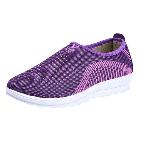 Vulcanized Shoes Autumn Mesh Flat With Loafers Plus Size Cotton Women Flats Casual Walking Stripe Sneakers For Female