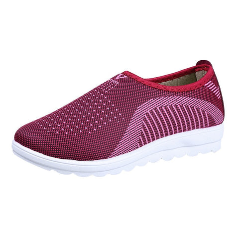 Vulcanized Shoes Autumn Mesh Flat With Loafers Plus Size Cotton Women Flats Casual Walking Stripe Sneakers For Female