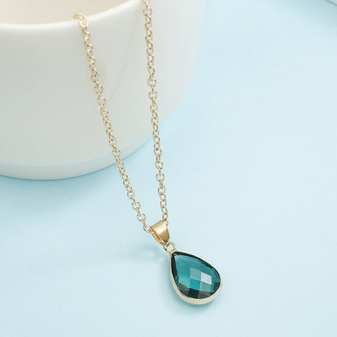 Birthstone Natural Water Drop Pendant Necklace Druzy Quartz Gem Stone Crystal Diy Charm Necklace For Women Fashion Jewelry