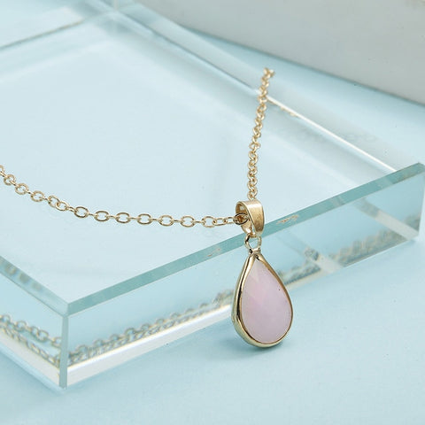 Birthstone Natural Water Drop Pendant Necklace Druzy Quartz Gem Stone Crystal Diy Charm Necklace For Women Fashion Jewelry