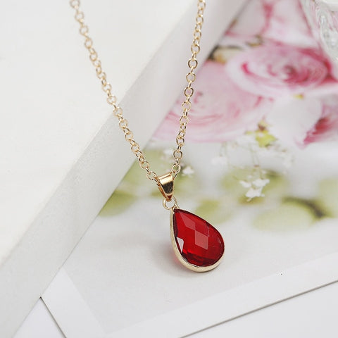 Birthstone Natural Water Drop Pendant Necklace Druzy Quartz Gem Stone Crystal Diy Charm Necklace For Women Fashion Jewelry