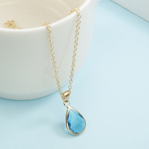 Birthstone Natural Water Drop Pendant Necklace Druzy Quartz Gem Stone Crystal Diy Charm Necklace For Women Fashion Jewelry