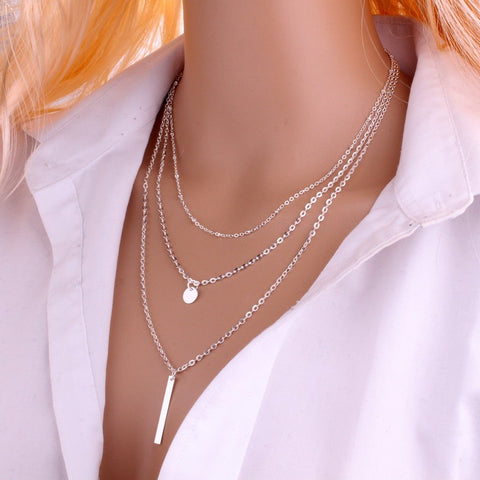 Fashion Jewelry Gold Color Star Moon Long Pendant Necklaces For Women Multiple Layers Chain Necklaces Hot Sale Bohemia Style