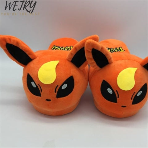 2019 New Anime Cartoon Pokemon Slippers Lovers Warm Woman Slippers Elf Ball Pikachu Go Plush Shoes Home House Slippers Children