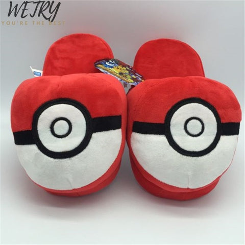 2019 New Anime Cartoon Pokemon Slippers Lovers Warm Woman Slippers Elf Ball Pikachu Go Plush Shoes Home House Slippers Children