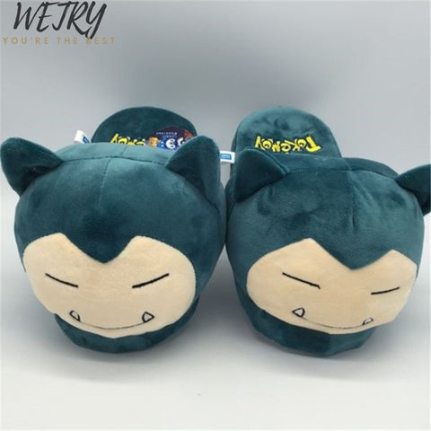 2019 New Anime Cartoon Pokemon Slippers Lovers Warm Woman Slippers Elf Ball Pikachu Go Plush Shoes Home House Slippers Children