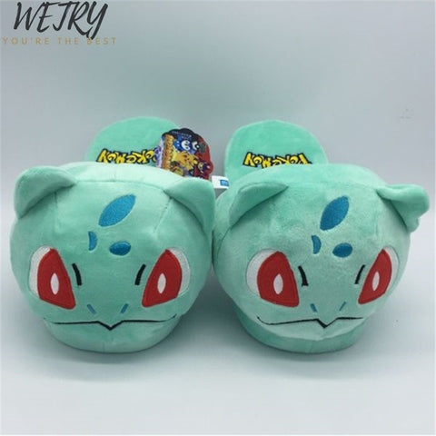 2019 New Anime Cartoon Pokemon Slippers Lovers Warm Woman Slippers Elf Ball Pikachu Go Plush Shoes Home House Slippers Children