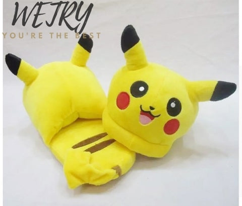 2019 New Anime Cartoon Pokemon Slippers Lovers Warm Woman Slippers Elf Ball Pikachu Go Plush Shoes Home House Slippers Children