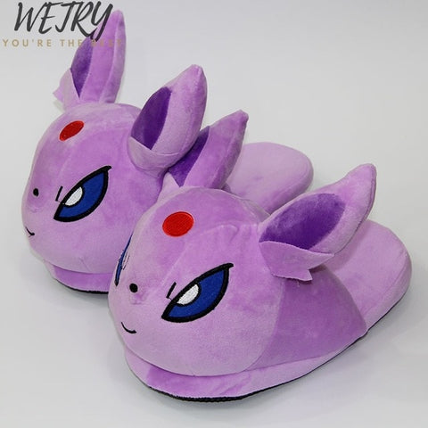 2019 New Anime Cartoon Pokemon Slippers Lovers Warm Woman Slippers Elf Ball Pikachu Go Plush Shoes Home House Slippers Children