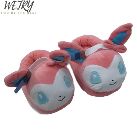 2019 New Anime Cartoon Pokemon Slippers Lovers Warm Woman Slippers Elf Ball Pikachu Go Plush Shoes Home House Slippers Children