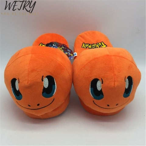 2019 New Anime Cartoon Pokemon Slippers Lovers Warm Woman Slippers Elf Ball Pikachu Go Plush Shoes Home House Slippers Children