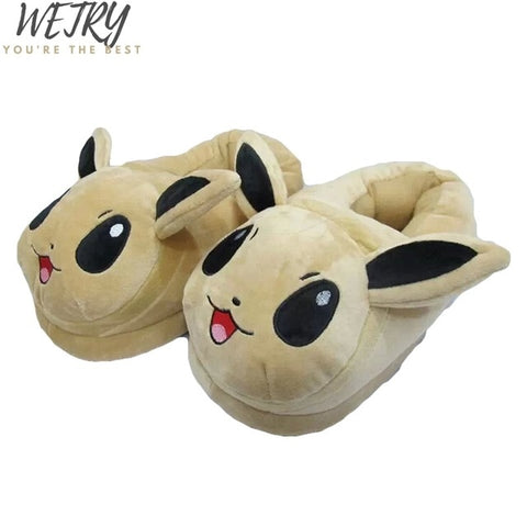 2019 New Anime Cartoon Pokemon Slippers Lovers Warm Woman Slippers Elf Ball Pikachu Go Plush Shoes Home House Slippers Children