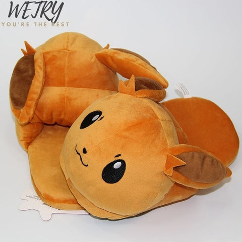 2019 New Anime Cartoon Pokemon Slippers Lovers Warm Woman Slippers Elf Ball Pikachu Go Plush Shoes Home House Slippers Children