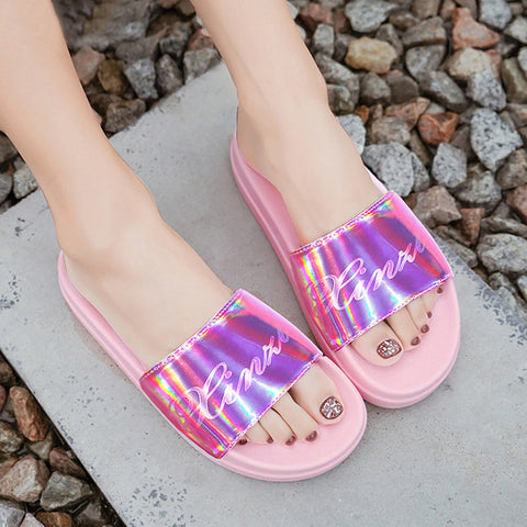 Rhinestone Women Slippers Flip Flops Summer Slides Women Shoes Crystal Diamond Bling Beach Slides Sandals Casual Shoes Slip On