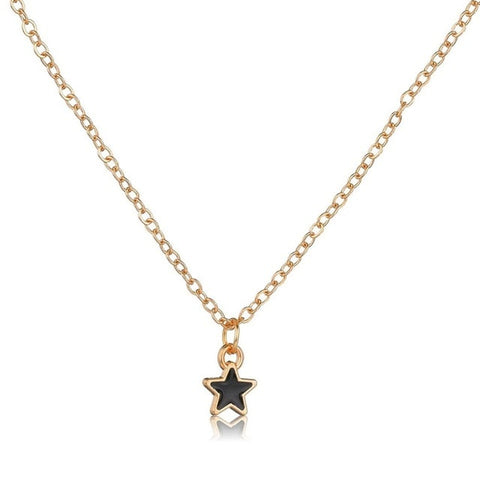 Women Cute Black Star Pendant Necklace Female Handmade Fashion Romantic Necklace Trendy Wedding Jewelry Gold Chain Necklace