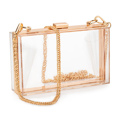 Women Acrylic Clear Clutch Transparent Crossbody Purse Candy See Through  Evening Bag Sport Events Stadium Approved Shoulder Bag