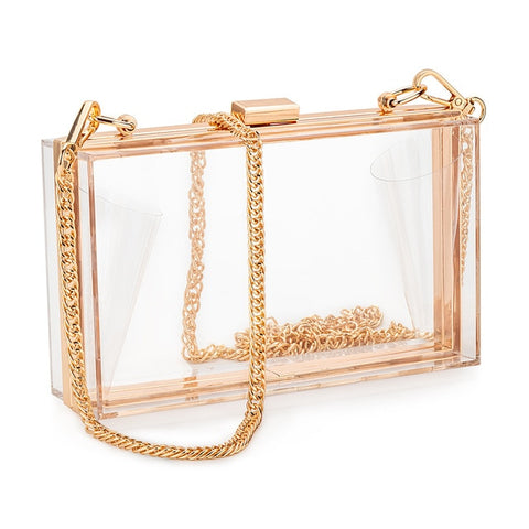 Women Acrylic Clear Clutch Transparent Crossbody Purse Candy See Through  Evening Bag Sport Events Stadium Approved Shoulder Bag