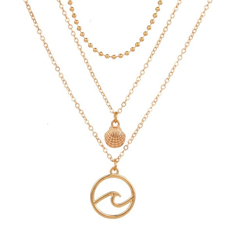 IFMIA Bohemian Four-layer Long Necklace Vintage Multi-layer Moon Pendant Pendant Necklace Jewelry Charm Female 2018 New Jewelry