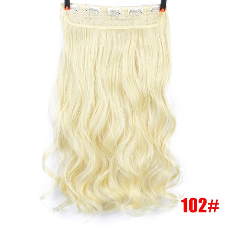 MUMUPI Clip In Hair Extension Ombre 24 Inches Blonde Black Full Head Synthetic Natural Curly Wavy Hairpiece Hair Pieces Headwear