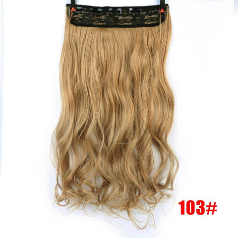 MUMUPI Clip In Hair Extension Ombre 24 Inches Blonde Black Full Head Synthetic Natural Curly Wavy Hairpiece Hair Pieces Headwear