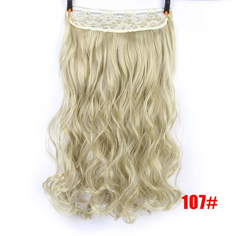 MUMUPI Clip In Hair Extension Ombre 24 Inches Blonde Black Full Head Synthetic Natural Curly Wavy Hairpiece Hair Pieces Headwear