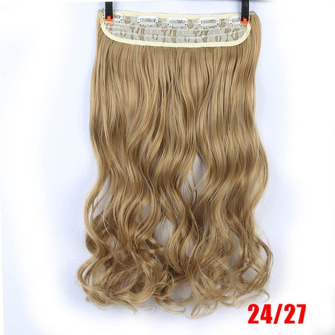 MUMUPI Clip In Hair Extension Ombre 24 Inches Blonde Black Full Head Synthetic Natural Curly Wavy Hairpiece Hair Pieces Headwear