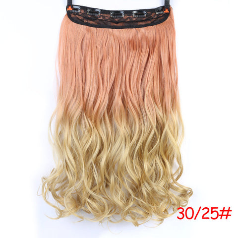 MUMUPI Clip In Hair Extension Ombre 24 Inches Blonde Black Full Head Synthetic Natural Curly Wavy Hairpiece Hair Pieces Headwear