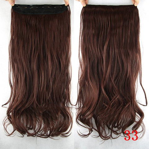 Soowee 60cm Long Straight Women Clip in Hair Extensions Black Brown High Tempreture Synthetic Hair Piece