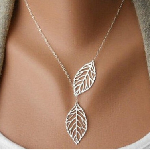 H26 Free Shipping New Fashion Heart Leaf Moon Pendant Necklace Crystal Necklace Women Holiday Beach Statement Jewelry Wholesale