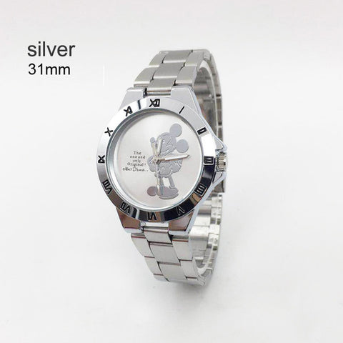 Creative 3D Cartoon Mouse Women Watch Stainless Steel Silver Fashion Ladies Quartz Watches Female Minimalist zegarek damski Gift