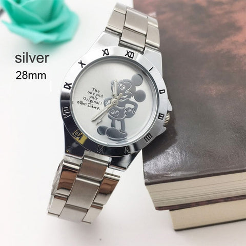 Creative 3D Cartoon Mouse Women Watch Stainless Steel Silver Fashion Ladies Quartz Watches Female Minimalist zegarek damski Gift