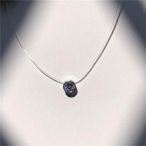 Fashion Shiny Crystal Necklace Zircon Pendant Transparent Fishing Line Invisible Ladies Necklace Jewelry Clavicle Chain Chocker